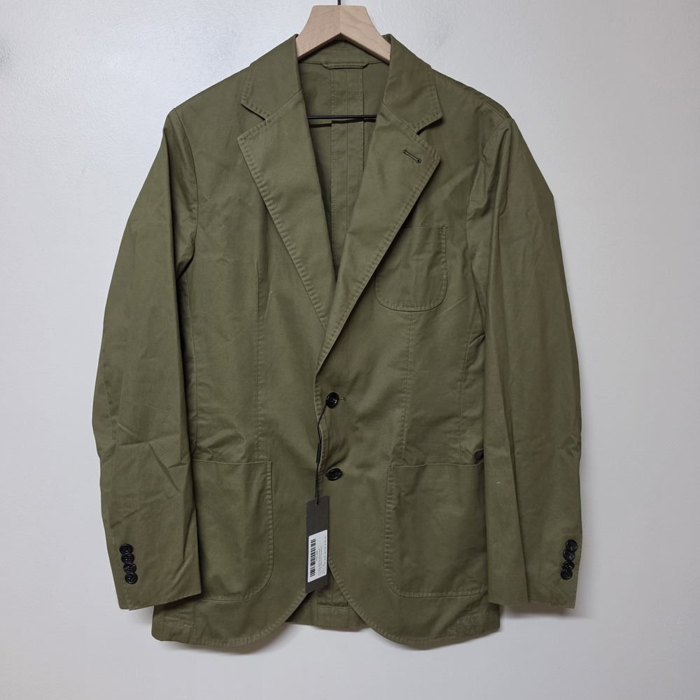 Spier & Mackay Slim Sport Coat 36 Green Washed Cotton Unstructured Blazer NWT